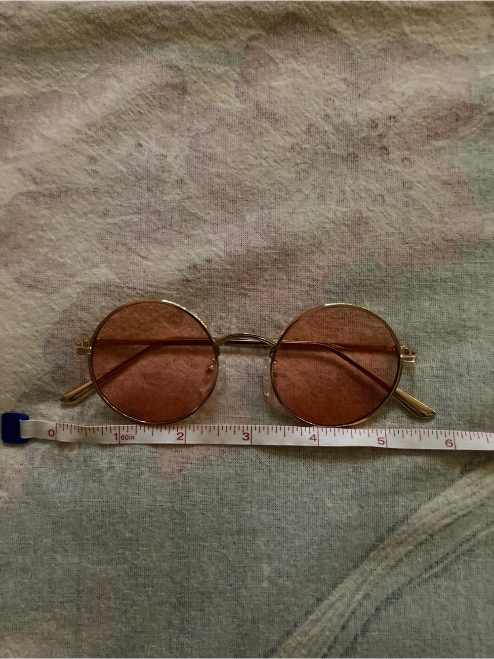Boho Round Pink Tinted Sunglasses with Gold Frame - Picture 5 of 6